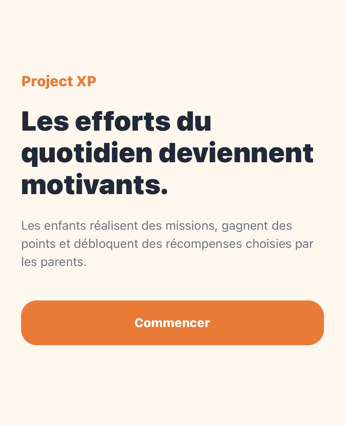 Aperçu de l’application Project XP